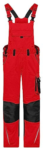 James & Nicholson Herren Bio Workwear T-Shirt Kontrast - Workwear T-Shirt aus Bio-Baumwolle und recyceltem Polyester in Kontrastoptik | Farbe: red/Black | Grösse: 4XL