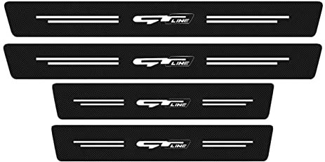 4 Pièces Protecteur de Seuil de Voiture pour Peu-geot 206 207 307 308 3008 4008 5008 GT Line, Autocollant en Fibre de Carbone de Anti-Rayures de Seuil de Porte de Voiture, GT Line