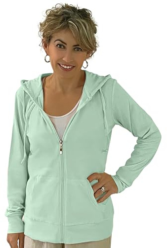 Damen Active Casual Dünne Baumwolle Reißverschluss Hoodie Jacke