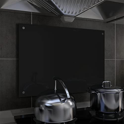 Camerina Protección Salpicaduras Cocina Vidrio Templado Negro 70x50 cm Cubre VitroceráMica Cristal Templado