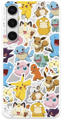 Schutzhülle kompatibel mit Samsung Galaxy S24 Offizielle Pokémon Pokémon Pattern Sticker zum Schutz Ihres Handys. Flexible transparente Silikonhülle, offizielle Pokémon-Lizenz