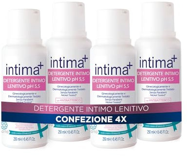 Intima+ | Intima Ph 5.5 Antibakterieller Reiniger auf Kamillenbasis, 4 x 250 ml