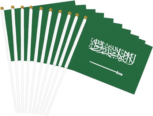 Saudi-Arabien, 20 Stück, Handflaggen, 21,6 x 14,9 cm, perfekt für Nationalfeiertag, Gedenktag, Festivals und Partys