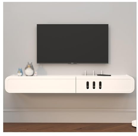 Weißes schwimmendes TV-Gerät, wandmontiertes Entertainment-Center, 52-Zoll-Medienkonsole für Unterfernseher, kleiner TV-Schrank (weiß, 133 x 25,6 x 17,2 cm)