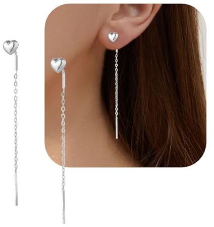 925 Sterling Silber Spirale Einfädler Ohrringe, WGXIA Ohrhänger für Frauen Mädchen Lange Durchzieherohrringe Linear Drop Linie Ohrringe Quaste