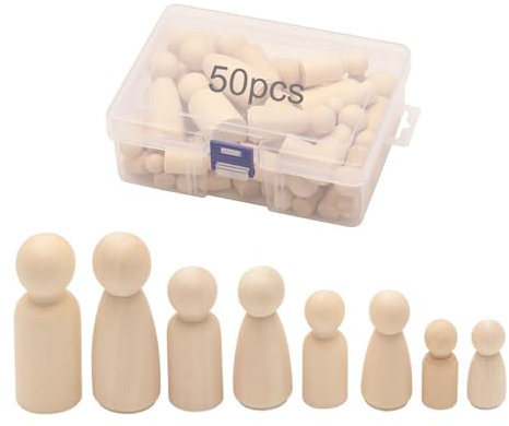 LUUFAN 50pcs unvollendete hölzerne Peg Puppen, hölzerne Familie Figuren Puppe weiblich männlich Menschen Holz Körper Puppen für Kinder Kunst Handwerk Projekte DIY