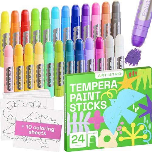 24 bâtons de peinture Tempera pour enfants