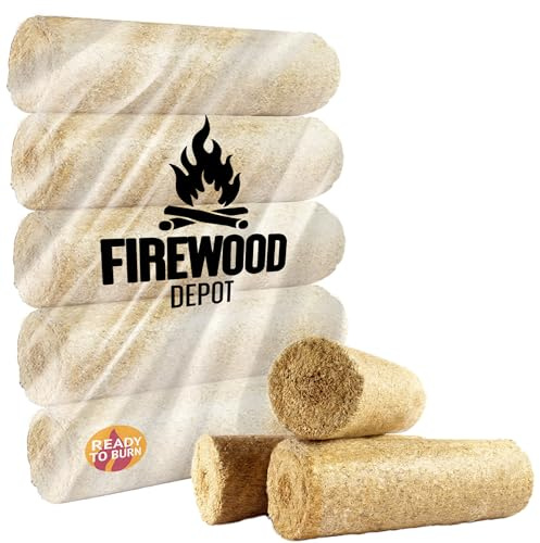 Laeto Firewood Depot Solid Fuel Blocks - Wood Briquettes for Open Fire, Long Lasting Logs for Wood Burner, Heat Logs for Fire Pit and Pizza Ovens - 5 Blocks