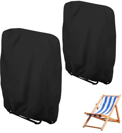 Elepl 2 Pièces Housse Chaise Empilable Chaise de Jardin Housse de Protection Housse Oxford Coupe Vent Anti Poussière Pour Meubles de Jardin (Noir)