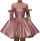 WSEYU Robe de soirée étudiante en satin avec nœud court et bretelles spaghetti, robe de cocktail plissée avec poches, vieux rose, 48
