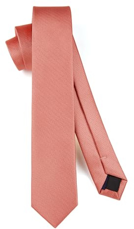 HISDERN Tie for Men 6cm Skinny Ties Blush Slim Silk Necktie Classic Wedding Party Business Work (6cm)