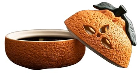 LVYUDS Pot À Ail en Céramique, Boite Pomme de Terre de Comptoir de Cuisine Créatif et Réaliste, Orange, Utilisation Multifonctionnelle Récipient À Ail