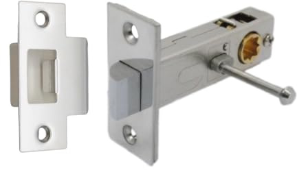 Premium Privacy Push Button Rectangular Tubular Latch 57mm Backset in Polished Chrome