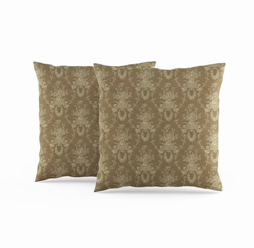 ggaimwf Mittelalterlicher Kissenbezug Luxus Botanisch Viktorianisch Barock Antike Kissen für Sofa Schlafzimmer Vintage Braun Kissenbezug aus Leinenoptik Doppelseitig Quadratisch 60x60cm 2er-Set