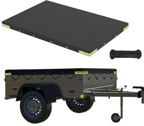 YALYAYA Plane 207.5 x 114 x 10 cm | Flachplane Abdeckplane aus PVC Material für Anhänger | Verstärkte Wasserdicht & Reißfeste für Stema Hänger Böckmann 750kg PKW | Schwarz