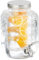Relaxdays Dispensador Bebidas con Accesorio Fruta, Recipiente Limonada 4 L, Grifo y Tapa, Cristal, Metal, Transparente
