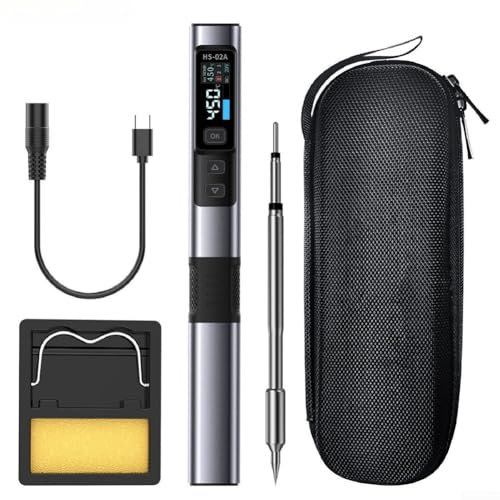 babominimer Para FNIRSI HS-02A Soldador Eléctrico Inteligente Estación de Soldadura Portátil Temperatura Constante Pluma de Soldadura 100W, Herramienta de Pluma de Soldador Digital Inteligente para