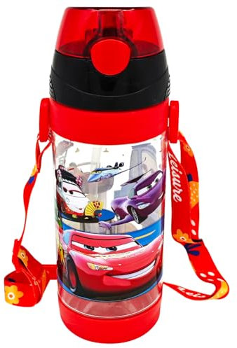 JXBBAAC Lightniing Gourde Enfant, 550ml Car Bouteille d'eau avec Paille Bouteille Boissons Anti-Fuites Bouteille d'eau de Sport Réutilisable Gourde avec Poignée Gourde Enfant pour Ecole Maternelle