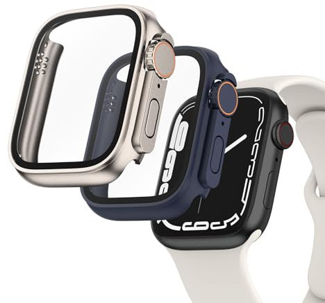 Yisica Paquete de 2 protectores de pantalla de vidrio templado para Apple Watch Series 6, 5, 4 SE, de policarbonato duro, cobertura completa, HD, transparente, a prueba de golpes, paquete de 2