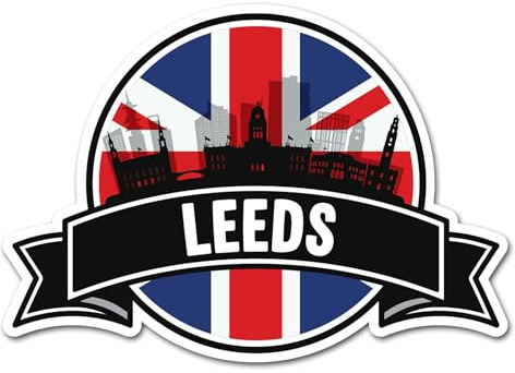 Leeds Vinyl-Aufkleber #83144, Motiv: Flagge Großbritannien, Großbritannien, Union-Jack, Stadtflagge, Reisen, Urlaub, Geographie, Standort, 2 Stück