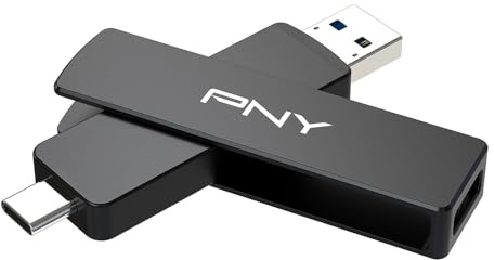 PNY 256GB Duo Link V3 Clé USB 3.2 Gen 2 OTG Type-C & Type-A, Vitesses Lecture/Écriture 1000/800Mo/s, Stockage Mobile Externe Compatible Smartphones/Tablettes/Ordinateurs