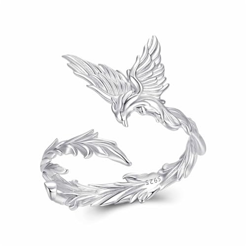 ZUOHUI Verstellbarer offener Phoenix-Ring aus S925er Sterlingsilber for Damen
