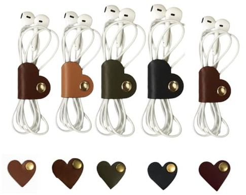 10 Pack Genuine Leather Cable Organiser Clips for Cords and Wires