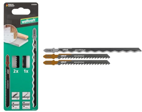 wolfcraft Jigsaw Blade Project Set for Insulation, 3 Pcs. - for Fast cuts – Ideal for XPS Insulating Material, Wood-Fibre Insulating Boards and roof battens - 2346000