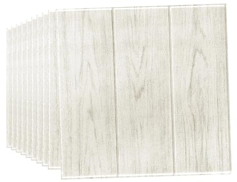 Anttyscar 3D Panels Wallpaper Wall Stickers - Self-Adhesive and Waterproof Foam Panels, Easy to Install Peel and Stick Design for Home Decor, White Oak, 50-Pack 35x35cm