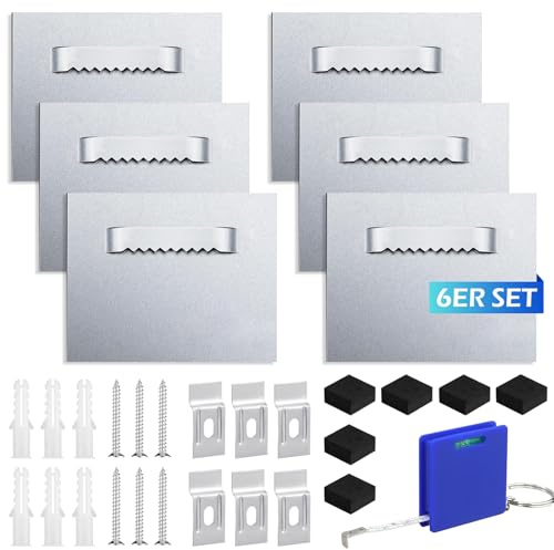 Hanyousheng 6 Stück Alu Dibond & Acrylglas Aufhängung Selbstklebend, Befestigungsset zum Aufhängen für Bilder, Bilderhaken Selbstklebend Aufhänger für Spiegel, Bildaufhänger zum Kleben bis 8KG