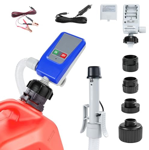 Wvoillty Pompe à Carburant Electrique 12L/min avec Capteur D'arrêt Automatique, 3 Modes D'alimentation, Pompe de Transfert Portable avec 4 Adaptateurs pour Bidon D'essence, Diesel, pour Bidons