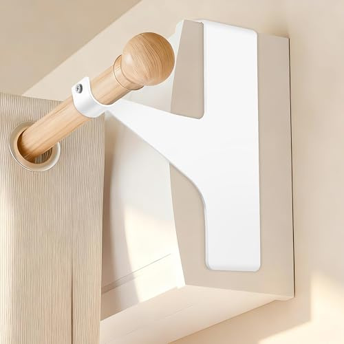 BANJILI Set di 2 supporti per aste per tende senza foratura, per baule di tapparelle, compatibili con aste Ø16 – 28 mm, fissaggio solido in metallo (Bianco, 2 PEZZI)