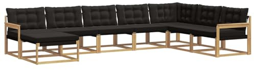 vidaXL Outdoor-Sofagarnitur mit Kissen 8 pcs Weiß und Schwarz, Moderne Garten-Sofa-Set, robuster Akazienholz, Bequeme Liege, stilvolle Freizeitmöbel für draußen