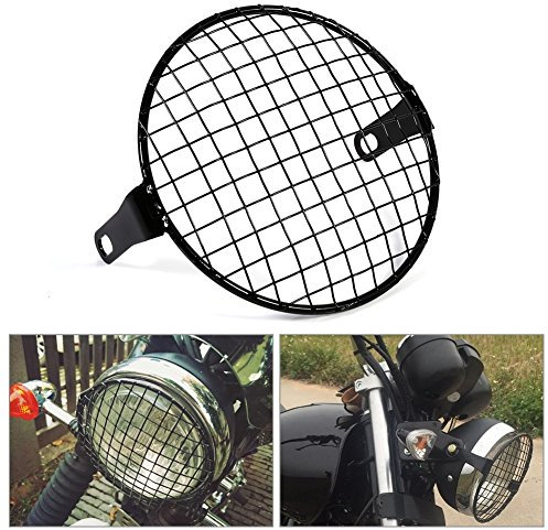 Griglia di protezione per faro in rete per moto, nera, 16 cm