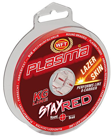 WFT Plasma Stay Red Lazer Skin 150m - Geflochtene Angelschnur zum Spinnfischen & Meeresangeln, Geflechtschnur, Schnur zum Angeln, Durchmesser/Tragkraft:0.10mm / 12kg Tragkraft