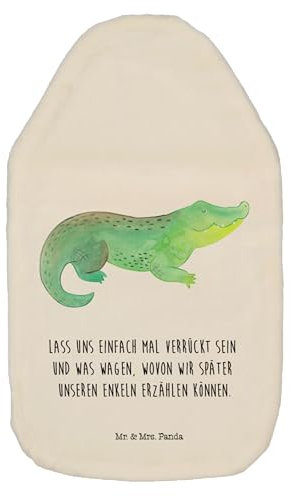 Mr. & Mrs. Panda Wärmflasche Krokodil - Geschenk, Wärmflasche mit Bezug, Wärmflaschenbezug, Meerestiere, Freundin, beste Freundin, Wärmekissen,