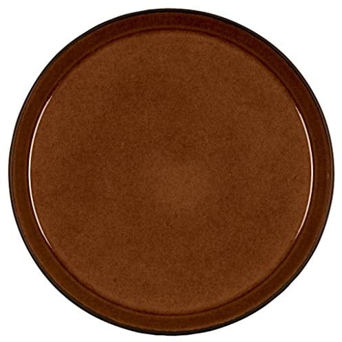 BITZ Teller, Speiseteller, Essteller aus Steinzeug, 27 cm im Durchmesser, schwarz/bernsteinfarben
