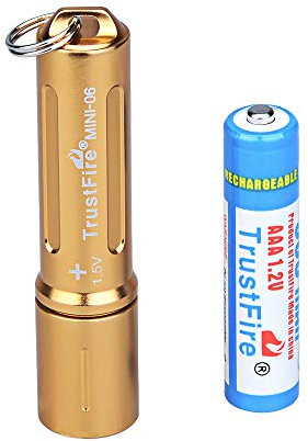 TrustFire MinI-06 Mini LED Linterna 90 lúmenes con llavero batería AAA recargable - dorado