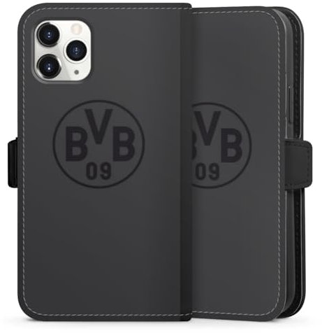 DeinDesign Klapphülle kompatibel mit Apple iPhone 11 Pro Handyhülle aus Kunst Leder schwarz Flip Case Borussia Dortmund Logo BVB
