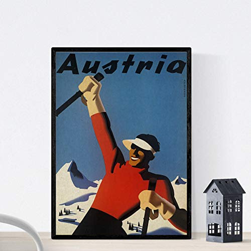 Nacnic Vintage Poster Vintage Poster Europäische Berge. Ski in Österreich. A3 Größe