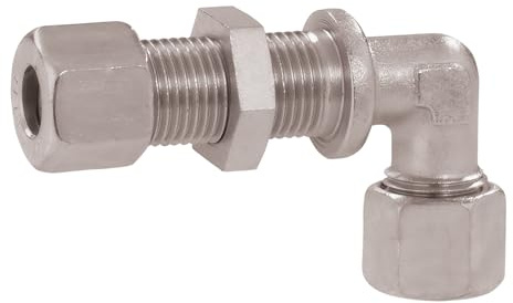 GOK Schottverschraubung Typ SV, Größe: 10 x 10-90° Winkel, Schott-Kupplung mit Stahl-Schneidring für Stahlrohre, EN ISO 8434-1 zertifiziert