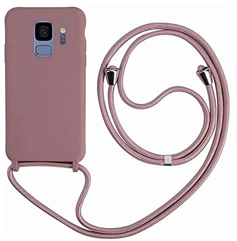 MEVIS Schutzhülle kompatibel mit Samsung Galaxy S9 Plus. Kette für Hülle, Handy-Ketten, schmal, stoßfest, verstellbar, Etui mit Handgelenkriemen, Lotusfarben