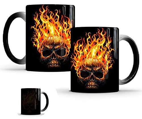 Hosoncovy Tasse à café en céramique avec motif tête de mort - Sensible à la chaleur - Tasse à thé et boisson