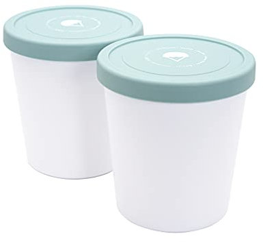 Kanudle Ice Cream Containers (2 Pack - 1 Quart Each) Perfect Freezer Storage Container Tubs with Silicone Lids for Ice Cream, Sorbet and Gelato | BPA Free and Dishwasher Safe