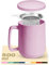 Cosumy Tasse à Thé avec Infuseur et Couvercle 500ml Grand - Céramique - Reste Chaud Longtemps (Rose)