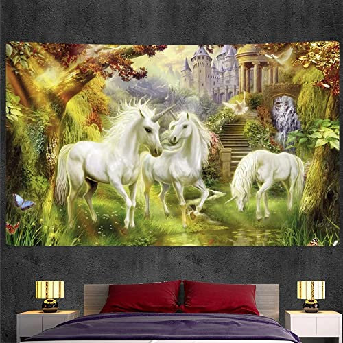 Wandteppich Wandtuch Einhorn 200x300cm Tapestry Wall Hanging Room Decor Aesthetic, Wanddeko Schlafzimmer Wohnzimmer Polyester Tapisserie Wandkunst Dekore 78x118in