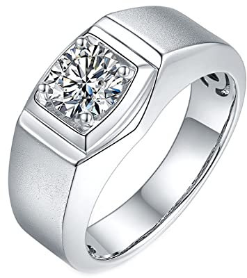 ANAZOZ Pt950 Herren Ring Platin, 1ct Moissanite 4 Klaws Solitaire Ehering Herren Echtschmuck