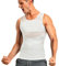 Junlan Compression Shirt for Men Slimming Body Shaper Tight Shapewear Waist Trainer Vest Workout Tank Tops (White Vest, L)