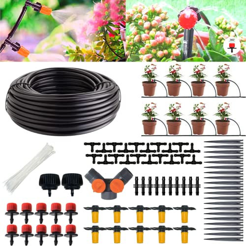 acquaverde Kit di Irrigazione Automatica a Goccia, 20m Giardino con Ugelli Regolabili e Solo Picchetti Claber, Impianto di Irrigazione a Goccia per Vasi, Aiuola, Serra, Patio, Prato (20 VASI)