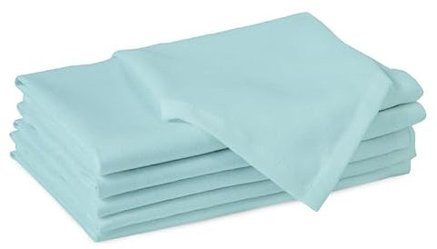 Encasa XO Baumwollstoffservietten | 6er-Set | Größe 43x43 cm | Egg Blue Volltonfarbe | Waschmaschinenfest